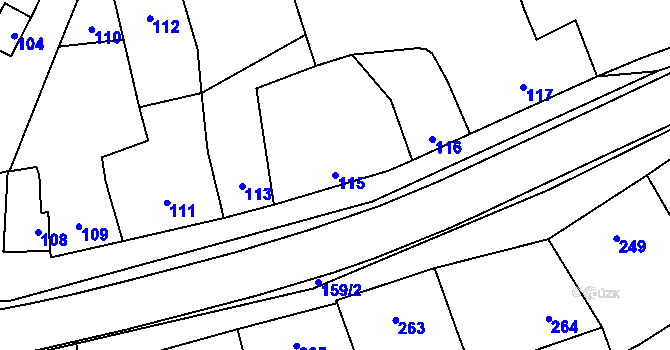 Parcela st. 115 v KÚ Grygov, Katastrální mapa