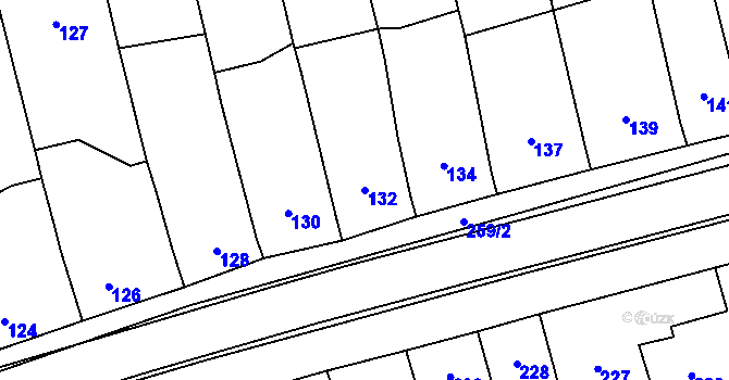 Parcela st. 132 v KÚ Grygov, Katastrální mapa