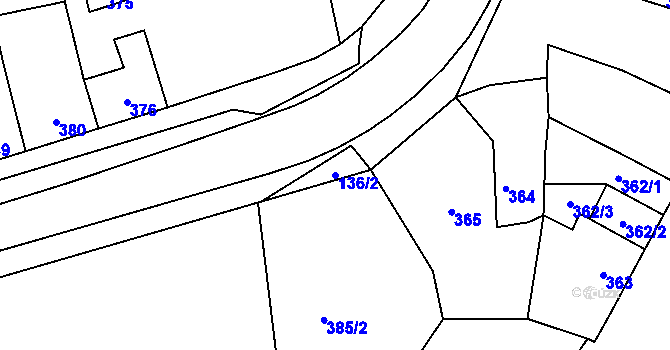 Parcela st. 136/2 v KÚ Grygov, Katastrální mapa