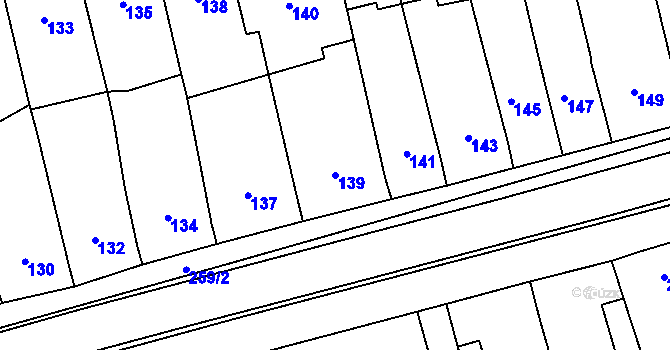 Parcela st. 139 v KÚ Grygov, Katastrální mapa