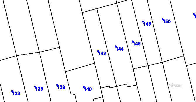 Parcela st. 142 v KÚ Grygov, Katastrální mapa
