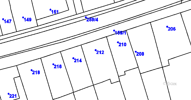 Parcela st. 212 v KÚ Grygov, Katastrální mapa