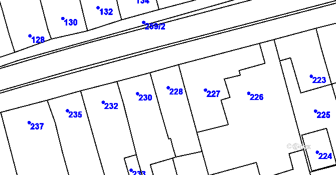 Parcela st. 228 v KÚ Grygov, Katastrální mapa