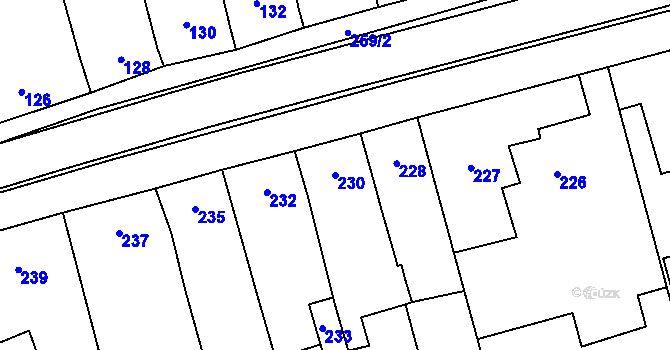 Parcela st. 230 v KÚ Grygov, Katastrální mapa