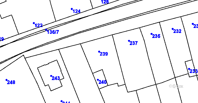 Parcela st. 239 v KÚ Grygov, Katastrální mapa