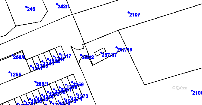Parcela st. 257/17 v KÚ Grygov, Katastrální mapa