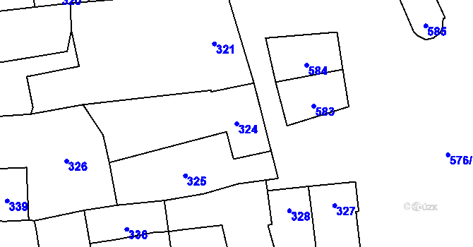 Parcela st. 324 v KÚ Grygov, Katastrální mapa