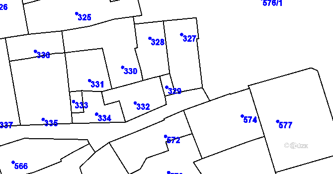 Parcela st. 329 v KÚ Grygov, Katastrální mapa