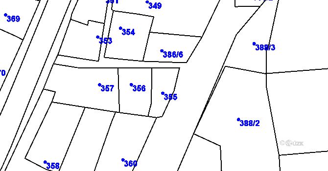 Parcela st. 355 v KÚ Grygov, Katastrální mapa