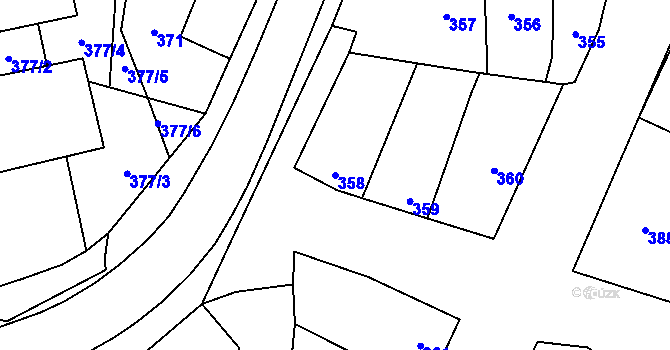 Parcela st. 358 v KÚ Grygov, Katastrální mapa