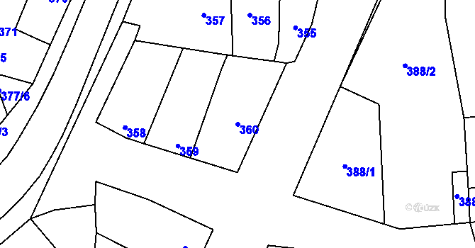 Parcela st. 360 v KÚ Grygov, Katastrální mapa