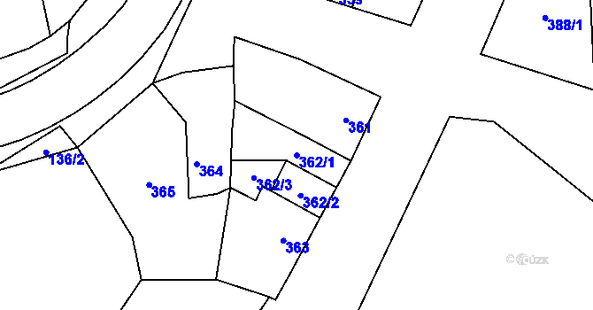 Parcela st. 362/1 v KÚ Grygov, Katastrální mapa