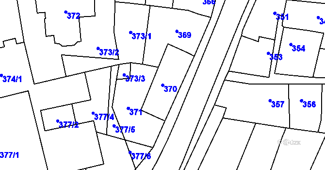 Parcela st. 370 v KÚ Grygov, Katastrální mapa