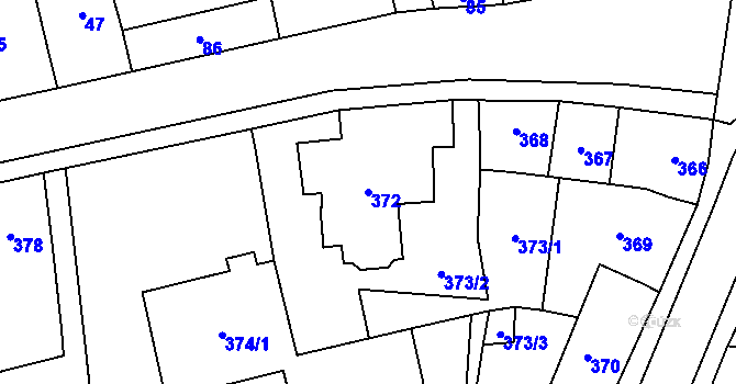 Parcela st. 372 v KÚ Grygov, Katastrální mapa