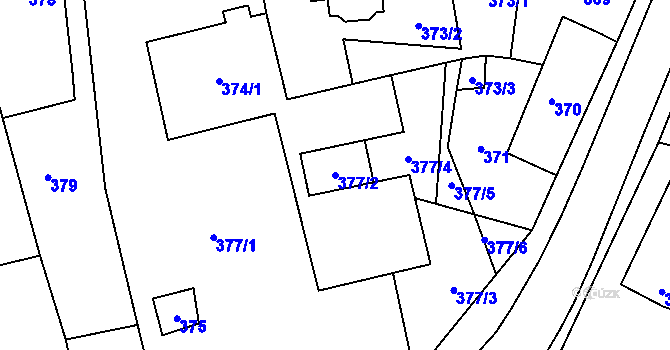 Parcela st. 377/2 v KÚ Grygov, Katastrální mapa