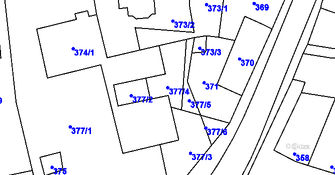 Parcela st. 377/4 v KÚ Grygov, Katastrální mapa