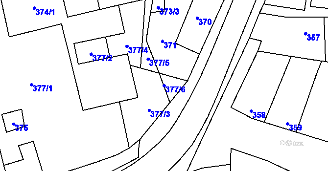 Parcela st. 377/6 v KÚ Grygov, Katastrální mapa