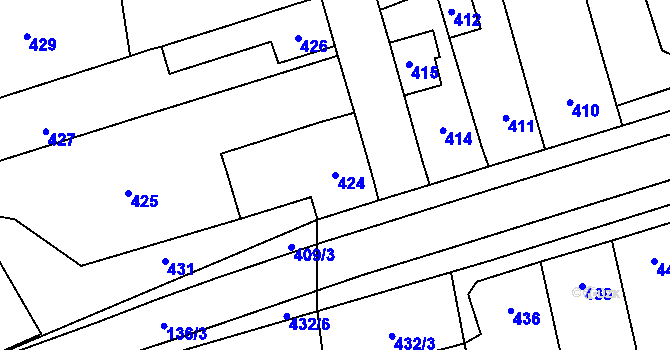 Parcela st. 424 v KÚ Grygov, Katastrální mapa