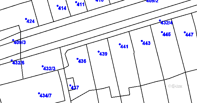 Parcela st. 439 v KÚ Grygov, Katastrální mapa
