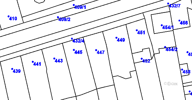 Parcela st. 447 v KÚ Grygov, Katastrální mapa