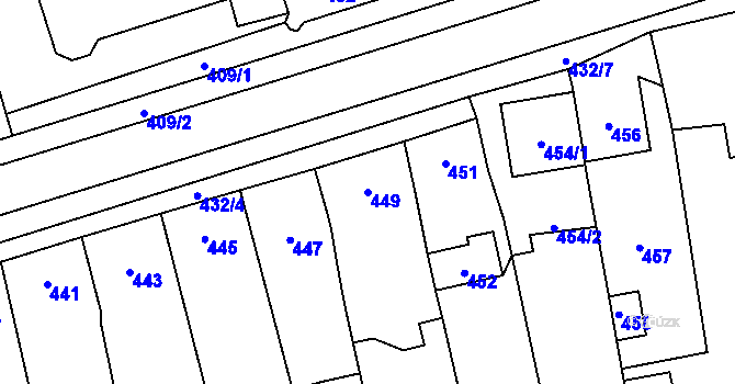 Parcela st. 449 v KÚ Grygov, Katastrální mapa