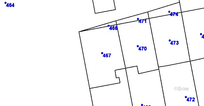 Parcela st. 467 v KÚ Grygov, Katastrální mapa