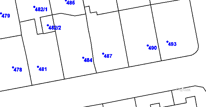 Parcela st. 487 v KÚ Grygov, Katastrální mapa