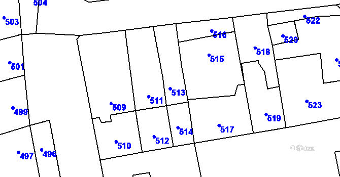 Parcela st. 513 v KÚ Grygov, Katastrální mapa