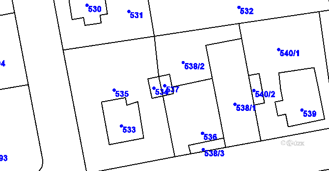 Parcela st. 537 v KÚ Grygov, Katastrální mapa