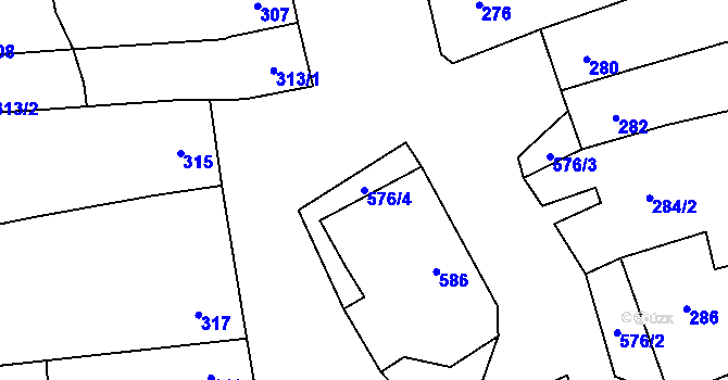 Parcela st. 576/4 v KÚ Grygov, Katastrální mapa