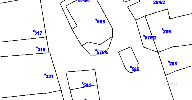 Parcela st. 576/5 v KÚ Grygov, Katastrální mapa