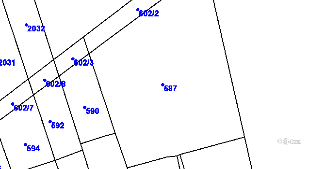 Parcela st. 587 v KÚ Grygov, Katastrální mapa
