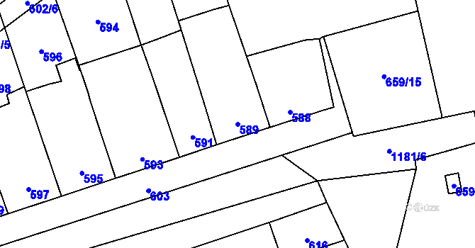 Parcela st. 589 v KÚ Grygov, Katastrální mapa