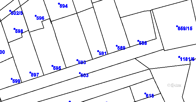Parcela st. 591 v KÚ Grygov, Katastrální mapa