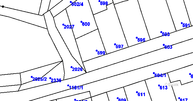Parcela st. 599 v KÚ Grygov, Katastrální mapa