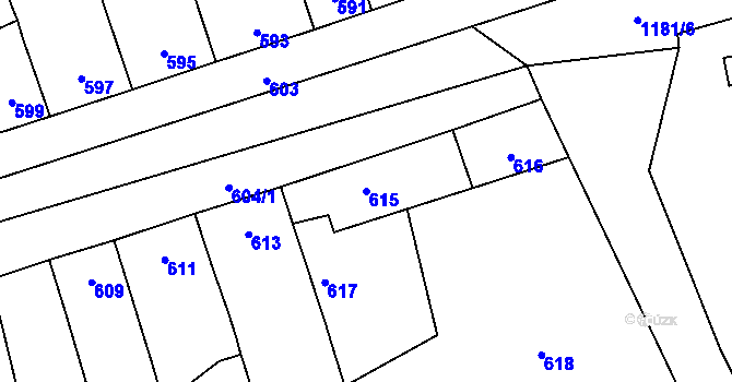 Parcela st. 615 v KÚ Grygov, Katastrální mapa