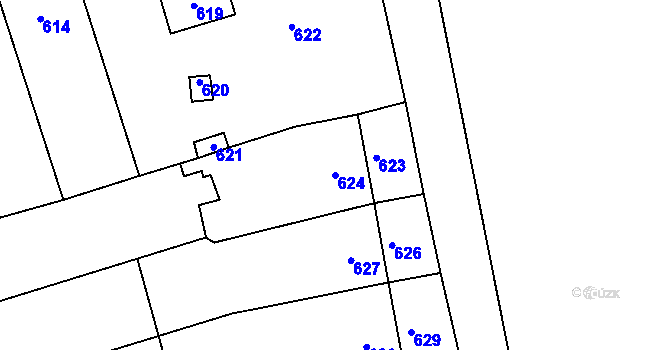 Parcela st. 624 v KÚ Grygov, Katastrální mapa