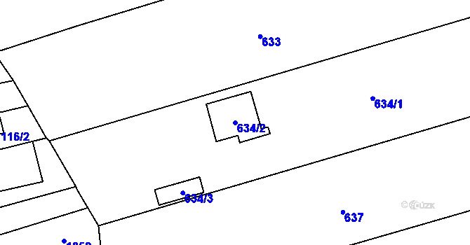 Parcela st. 634/2 v KÚ Grygov, Katastrální mapa