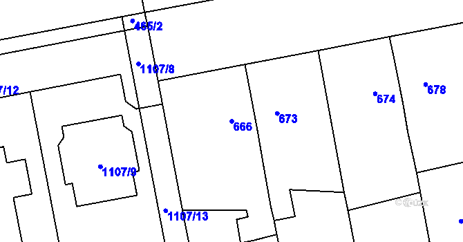 Parcela st. 666 v KÚ Grygov, Katastrální mapa