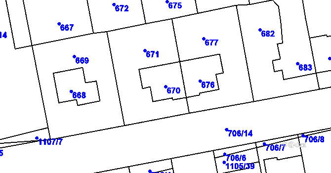 Parcela st. 670 v KÚ Grygov, Katastrální mapa