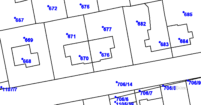 Parcela st. 676 v KÚ Grygov, Katastrální mapa