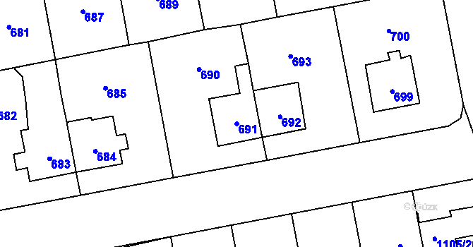 Parcela st. 691 v KÚ Grygov, Katastrální mapa