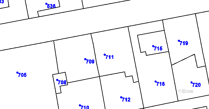 Parcela st. 711 v KÚ Grygov, Katastrální mapa