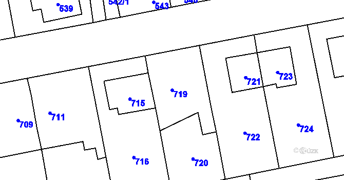 Parcela st. 719 v KÚ Grygov, Katastrální mapa
