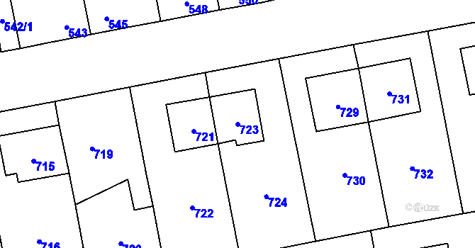 Parcela st. 723 v KÚ Grygov, Katastrální mapa