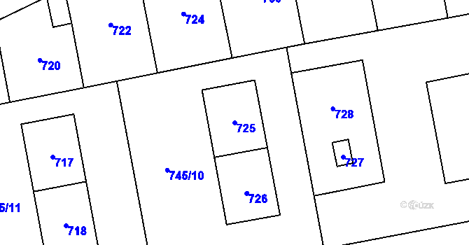 Parcela st. 725 v KÚ Grygov, Katastrální mapa