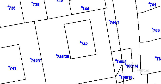 Parcela st. 742 v KÚ Grygov, Katastrální mapa