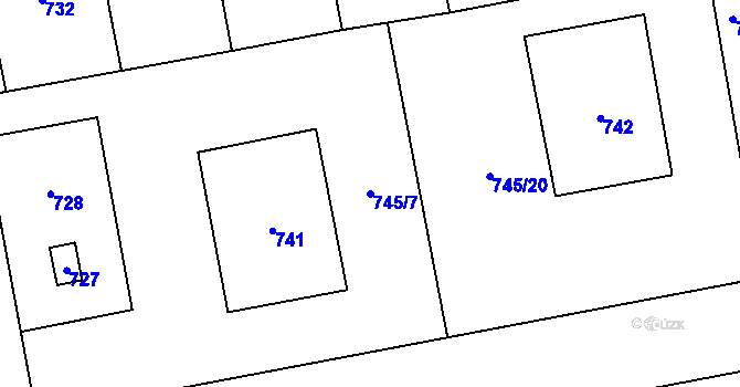Parcela st. 745/7 v KÚ Grygov, Katastrální mapa