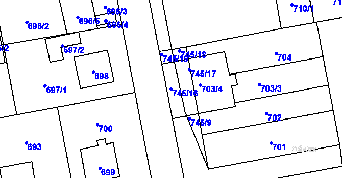 Parcela st. 745/16 v KÚ Grygov, Katastrální mapa