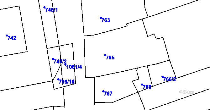 Parcela st. 765 v KÚ Grygov, Katastrální mapa